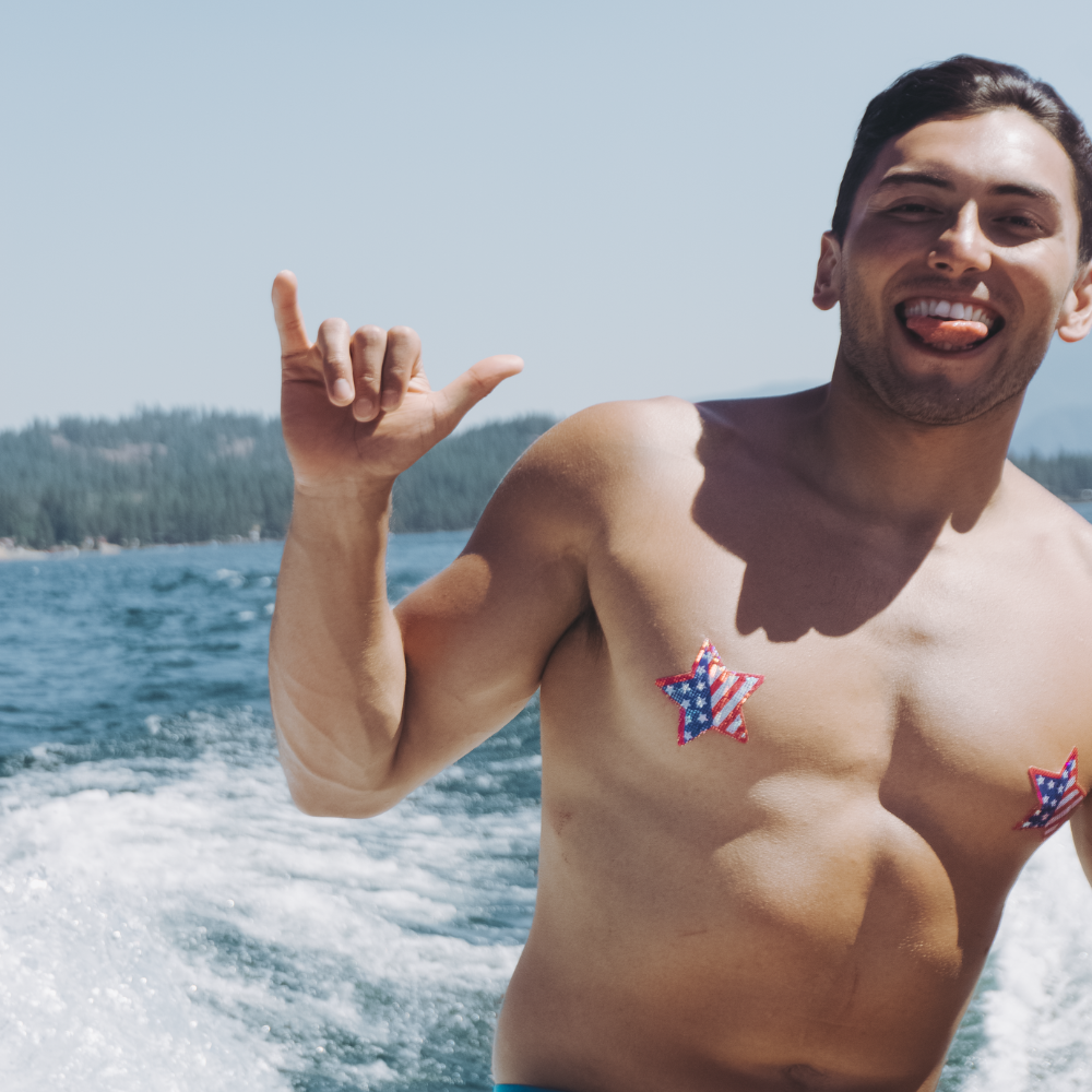 5-Pack: Star: Glittering Patriotic USA Red, White & Blue, Stars & Stripes Star Nipple Pasties by Pastease® o/s-4