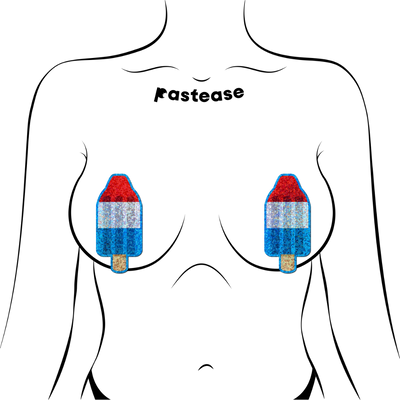5-Pack: American Pop: Glittering Red, White & Blue USA Ice Pop Nipple Pasties by Pastease®-1
