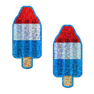 5-Pack: American Pop: Glittering Red, White & Blue USA Ice Pop Nipple Pasties by Pastease®-0