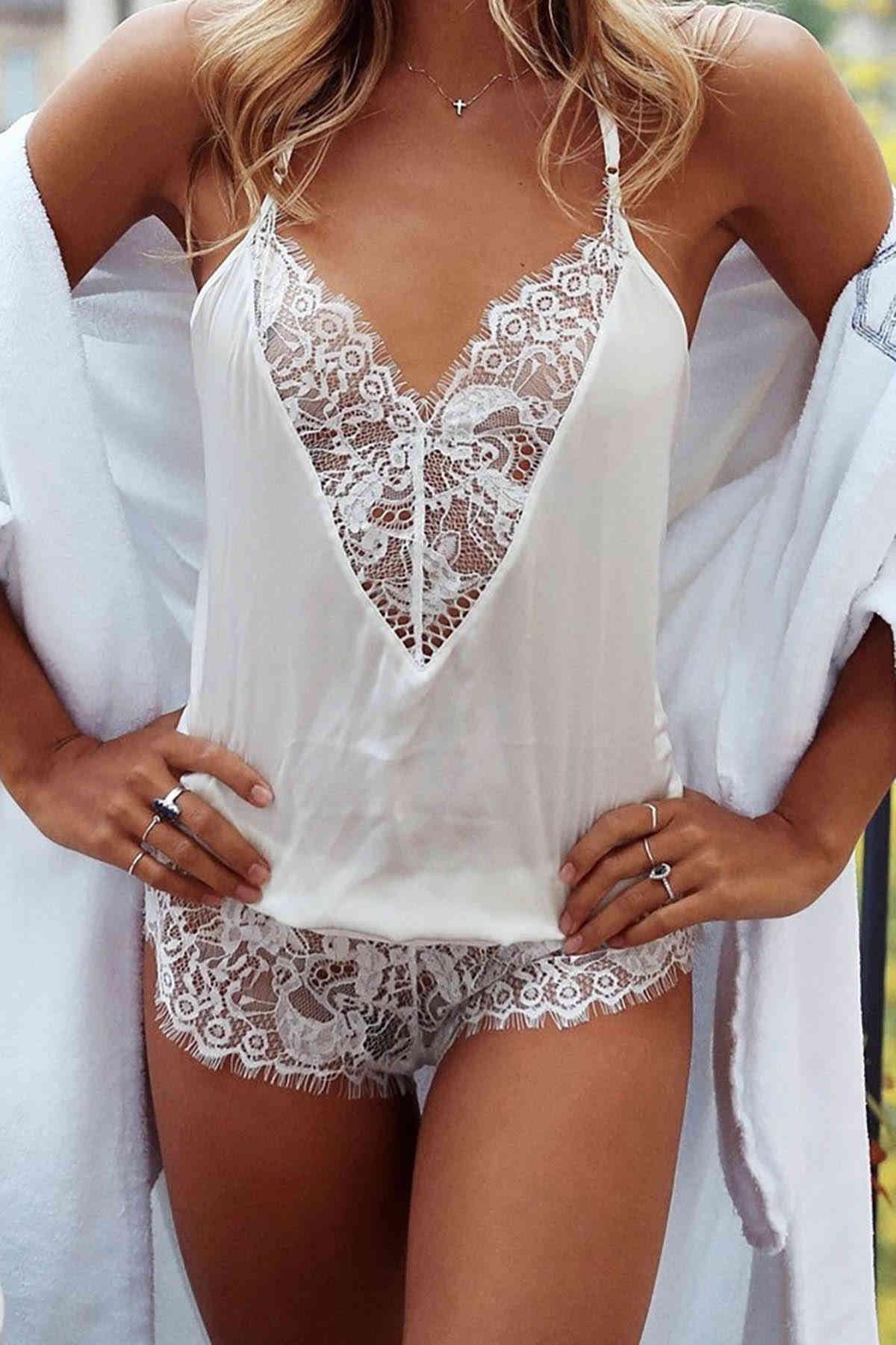 White Jumpsuit One-piece Nightdress - LAYA ATELIER