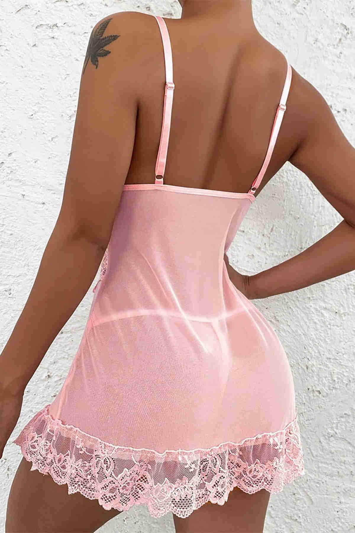 Pink Lace Nightdress - LAYA ATELIER