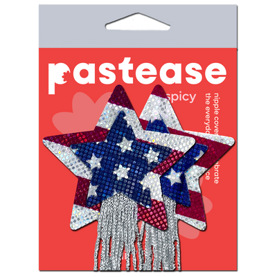 5-Pack: Tassel Pasties: American Patriotic Sparkling Stars & Stripes USA Breast Pasties by Pastease®-4