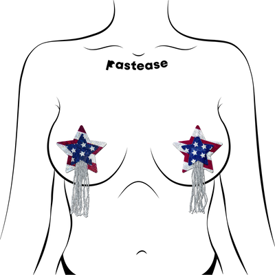 5-Pack: Tassel Pasties: American Patriotic Sparkling Stars & Stripes USA Breast Pasties by Pastease®-1
