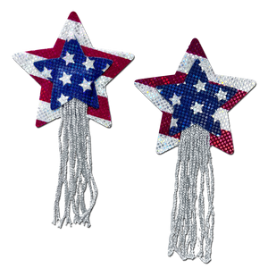 5-Pack: Tassel Pasties: American Patriotic Sparkling Stars & Stripes USA Breast Pasties by Pastease®-0