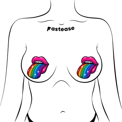 5-Pack: Taste the Rainbow Sparkling Tongue Out Breast Covers by Pastease®-1